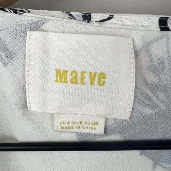 Maeve Anthropologie Womens On The Town Violin‎ Tiered Silk Blouse Size 4 - Picture 4 of 5